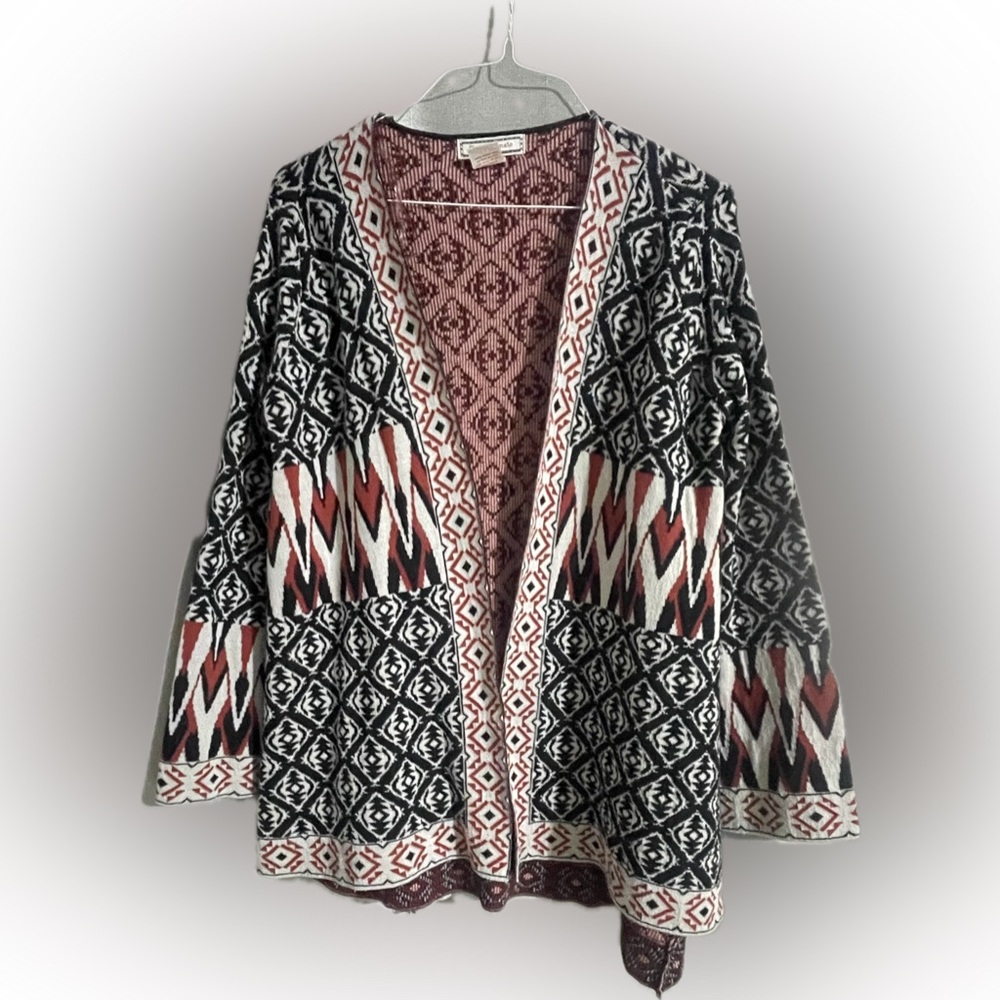 Flying Tomato Boho Tribal Open Front Cardigan Sweater S/M, NWOT